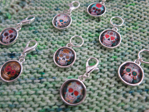 day of the dead cabochon hanging charms for bracelets, knitting and zippers