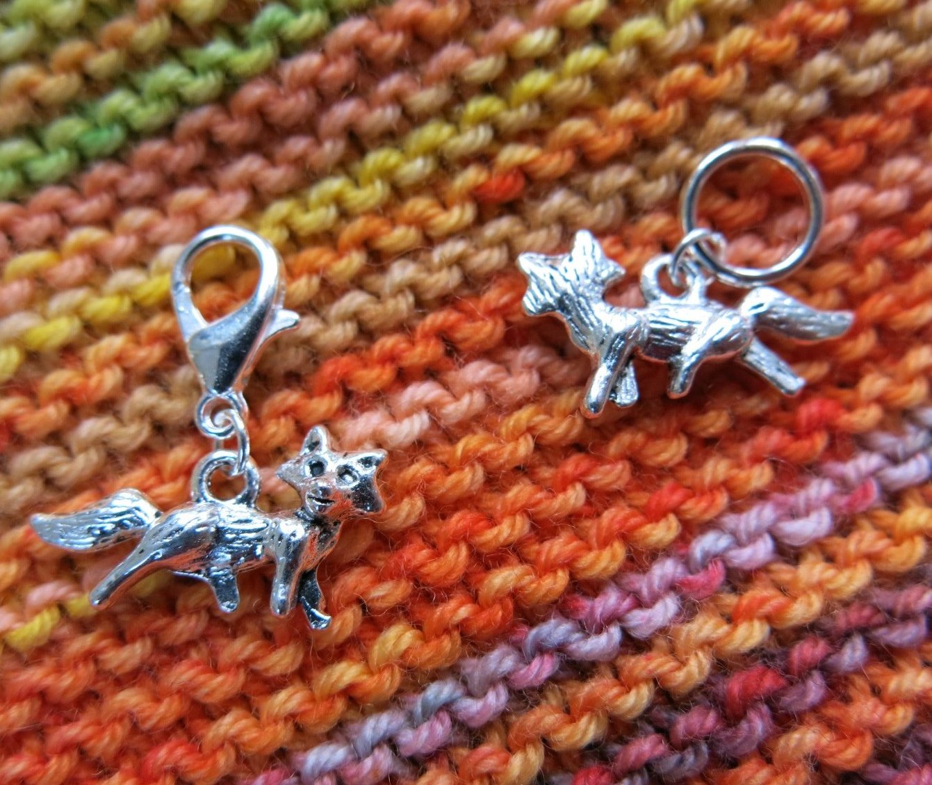 silver fox charm stitch markers and progress keepers for knitting and crochet