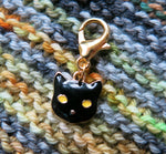 black witches cat enalemt hanging charm for knitting and crochet