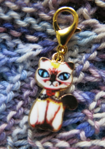 siamese cat stitch marker charm for knitting and crochet