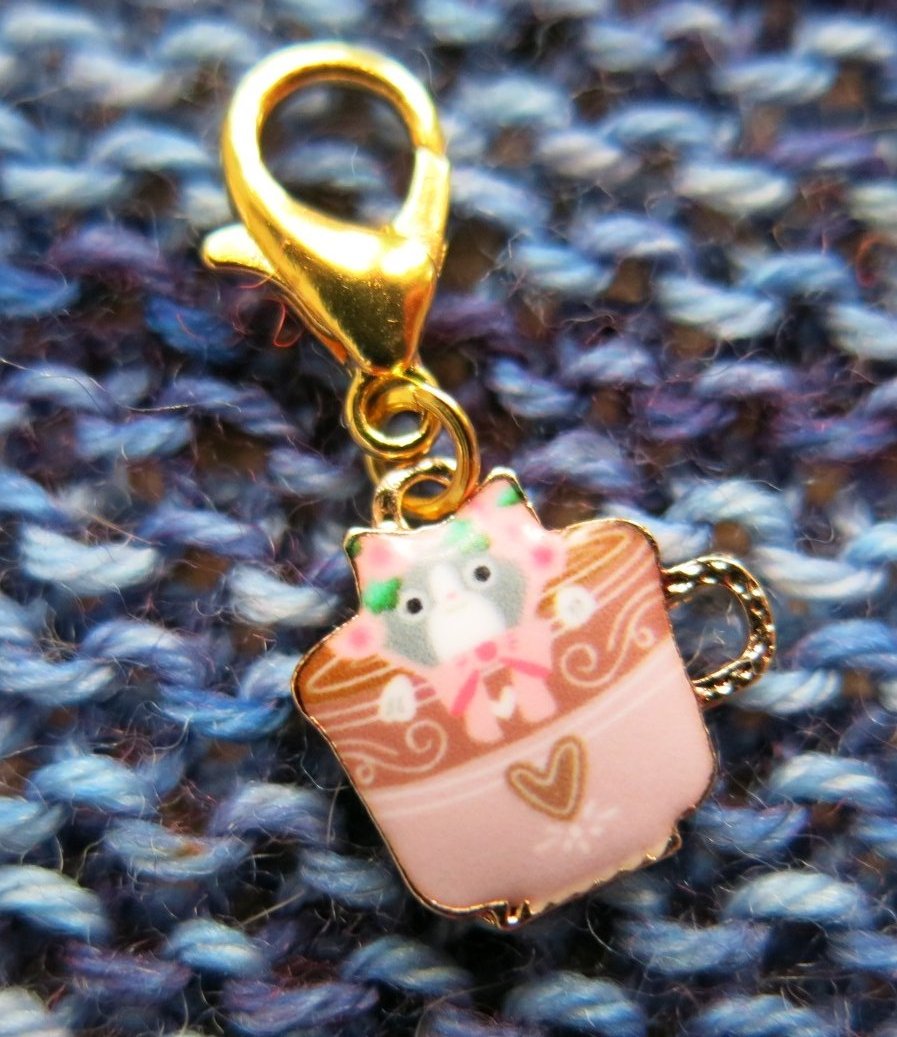 Tea Time Cats Stitch Marker or Clasp Place Keeper