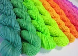 ten 20g uv neon rainbow mini skeins for knitting and crochet