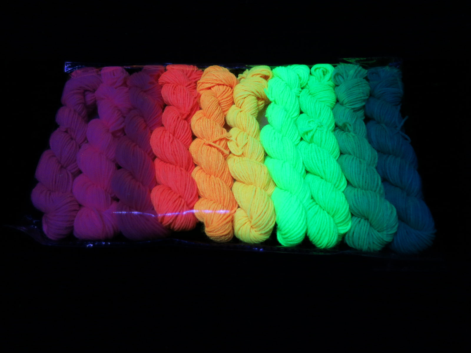 fluorescent black light yarns by indie dyer my mama knits