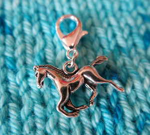 hanging horse charm progress keepers for knitting and crochet