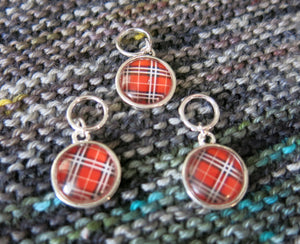 half dome tartan cabuchon stitch markers for knitting