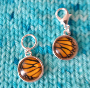 yellow and black butterfly wing stitch markers for knitting and crochet