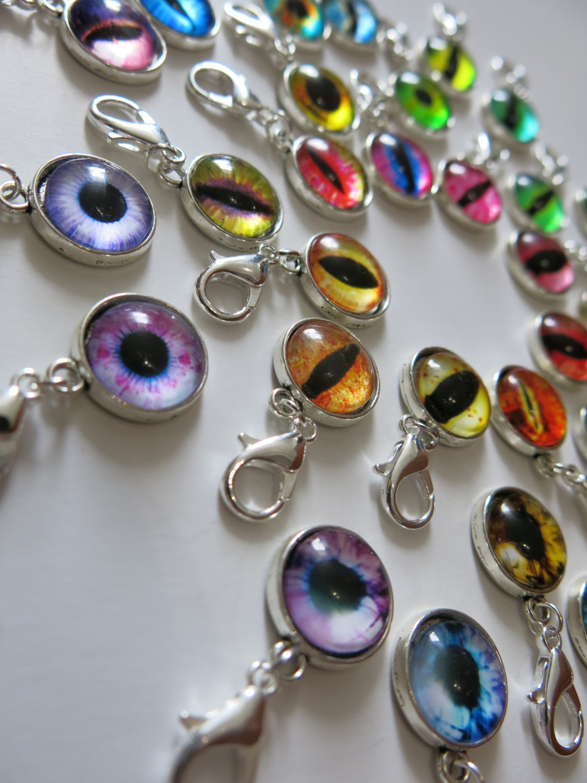 colourful cat and creature eyeball hanging clasp stitch marker sets
