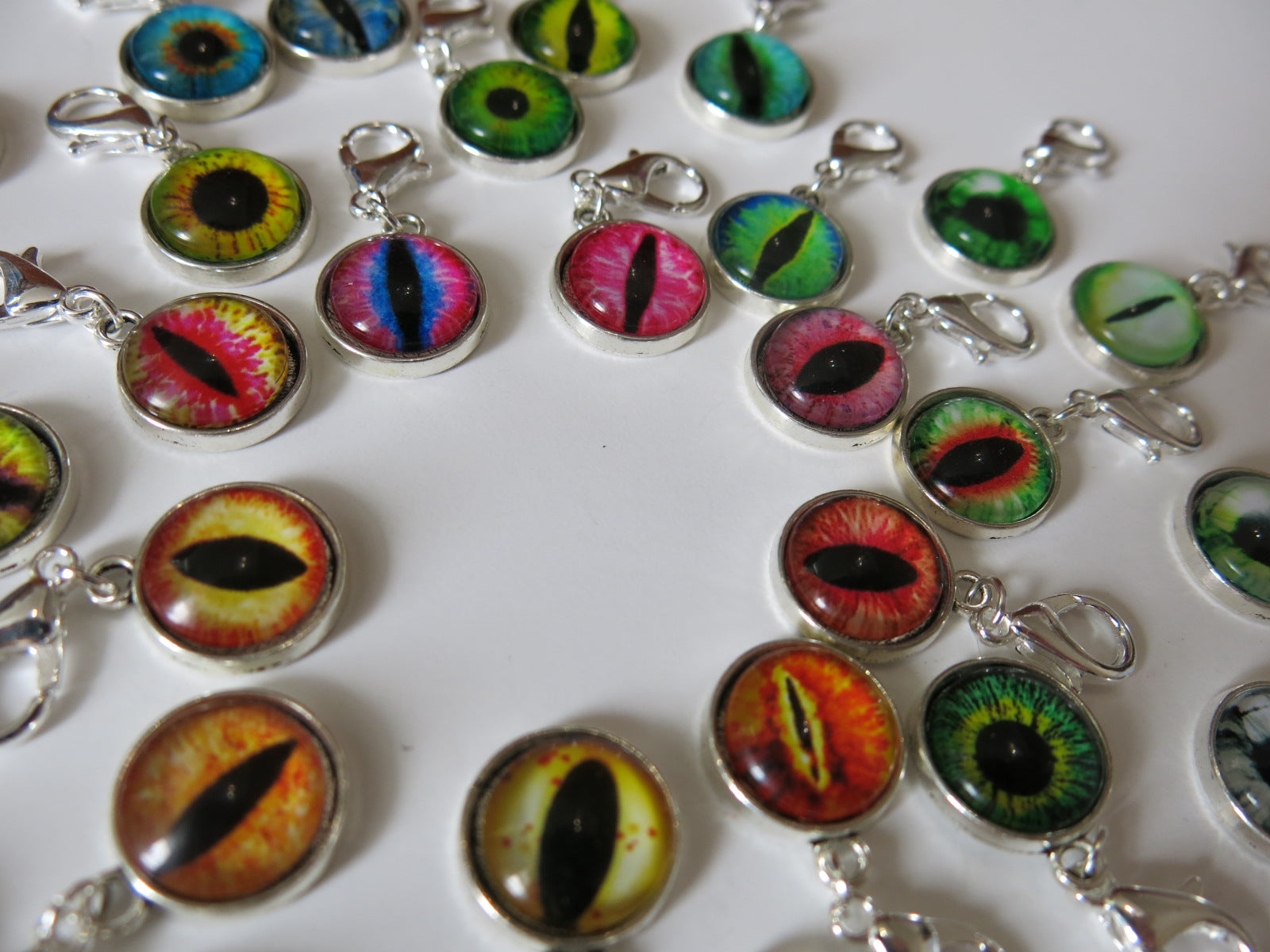 colourful creature eyeball progress keepers on lobster clasps