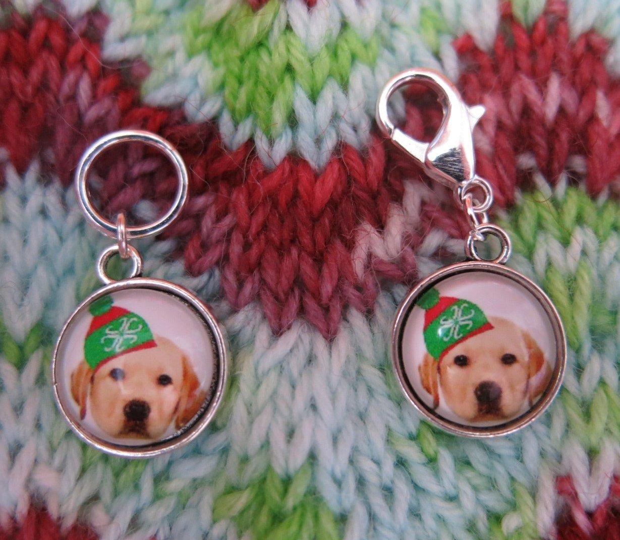 yellow labrador stitch marker charms for knitting and crochet