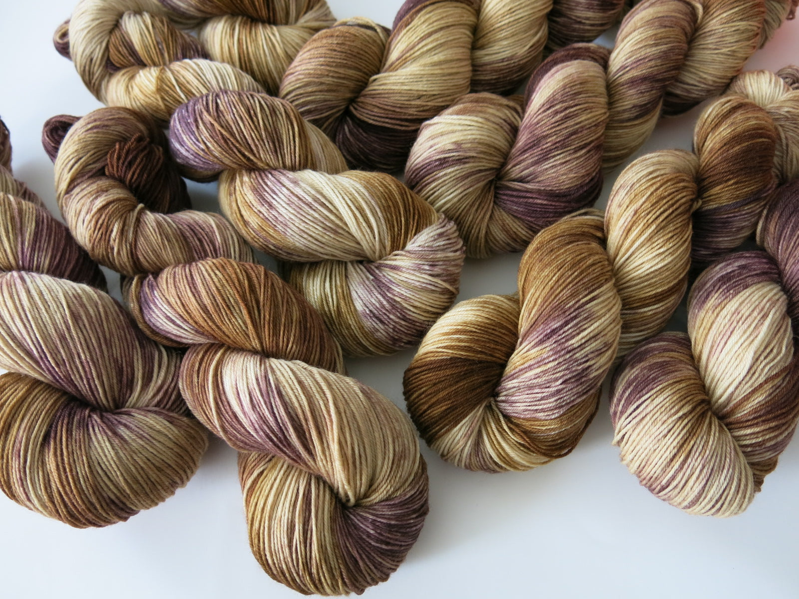 brown kettle dyed yarn skeins by indie dyer my mama knits