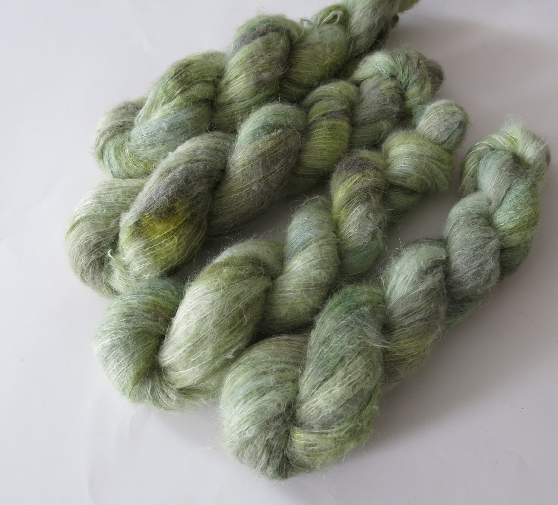 tonal green baby suri alpaca silk yarn for knitting and crochet