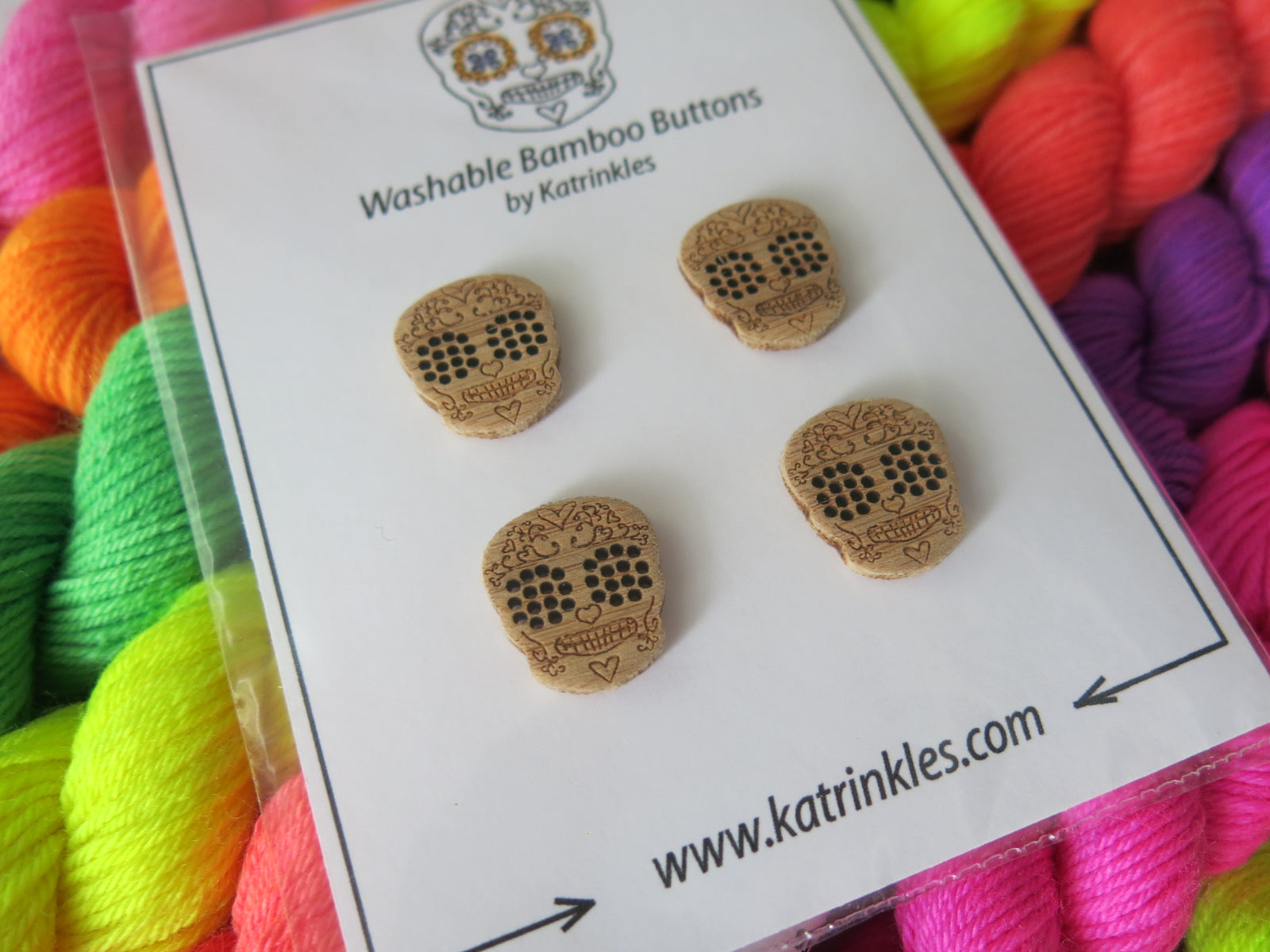 3/4 inch wooden sugar skull buttons by katrinkles