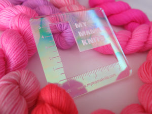 irridescent acrylic swatch rulers by katrinkles for my mama knits