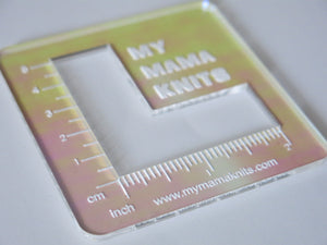 katrinkles acrylic swatch rulers in in irridescent colours for knitting and crochet