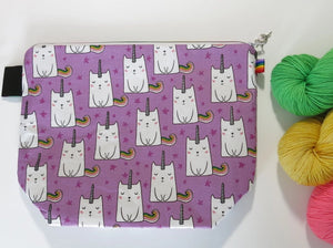 Purple Caticorn Knitting Project Bag