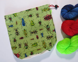 Bugs on Green Knitting Project Bag