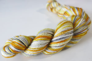 golden yellow grey and white merino sock yarn mini skeins