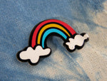 rainbow with clouds lapel pin for bags and shirts