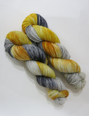 100g merino yarn skeins hand dyed in greys and golds for knitting and crochet