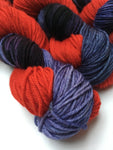 hand dyed merino and nylon dk yarn in poppy red for knitting socks