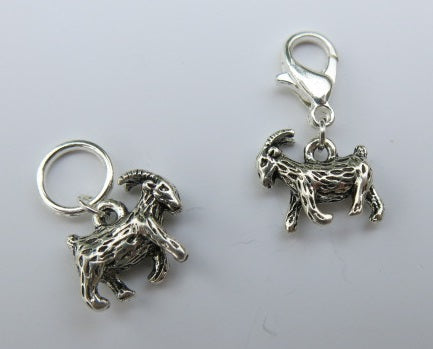 silver coloured 3d goat charm on a lobster clasp