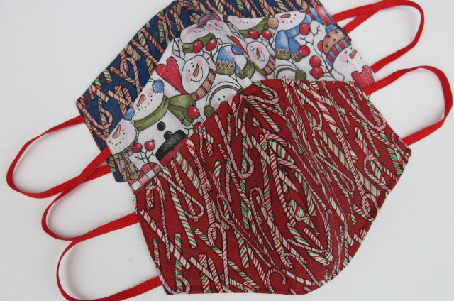 Ready to Ship - Christmas - Cotton Double Layered Face Masks - Fixed Strap - Adult Medium