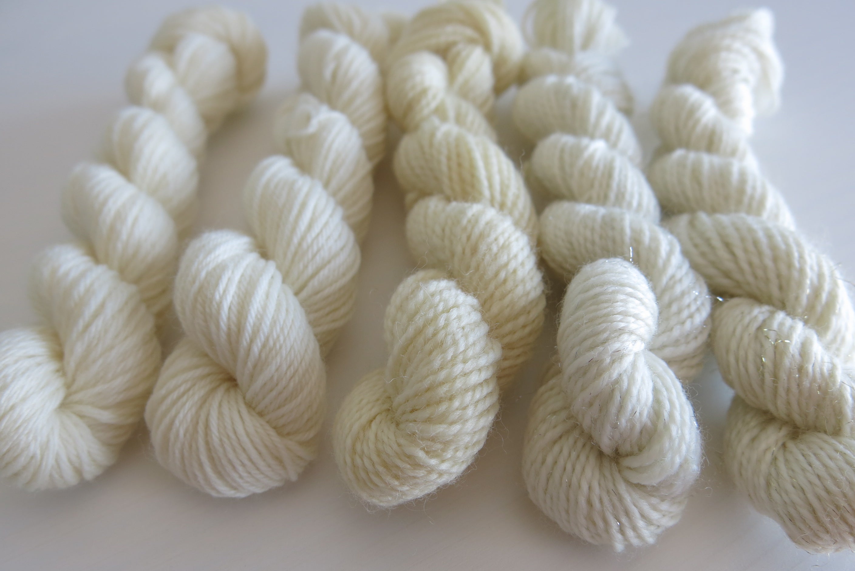 undyed ecru sock yarn mini skeins for knitting