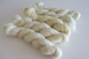 undyed ecru superwash sock yarn mini skeins for dyeing