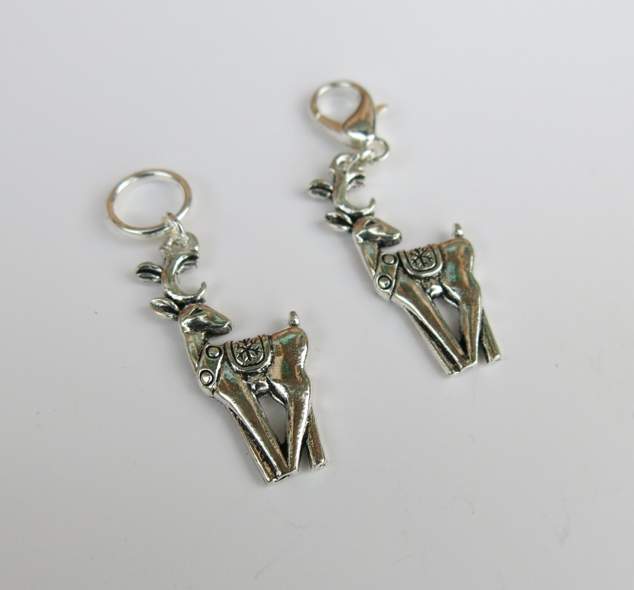 Santa's Reindeer Snagless Stitch Marker or Clasp Place Keeper