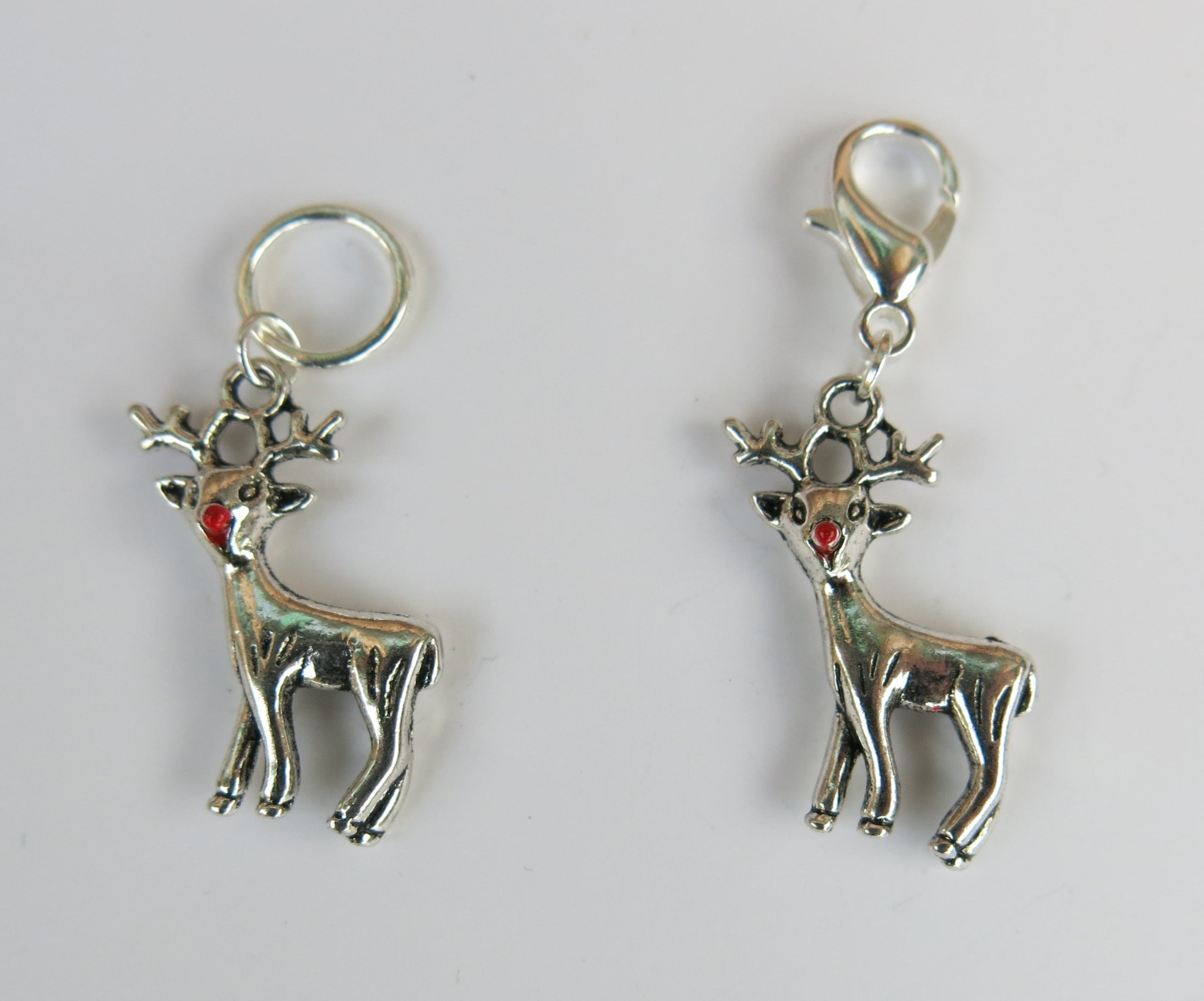 3D Rudolph the Red Nosed Reindeer Snagless Stitch Marker or Clasp Place Keeper
