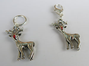 3D Rudolph the Red Nosed Reindeer Snagless Stitch Marker or Clasp Place Keeper