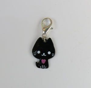 Enamel Black Kitty Love Stitch Marker or Place Keeper