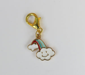 Red and Blue Happy Rainbow Cloud Stitch Marker or Place Keeper