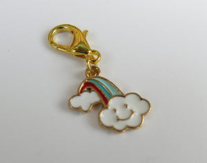 Red and Blue Happy Rainbow Cloud Stitch Marker or Place Keeper