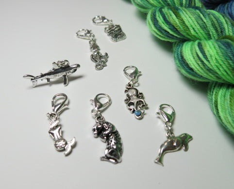 Sea & Shore Mythology Stitch Marker Set - Snagless Stitch Markers or Clasp Place Keepers