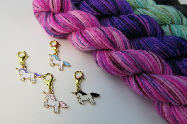 Colourful Unicorn Enamel Stitch Markers with a Clasp