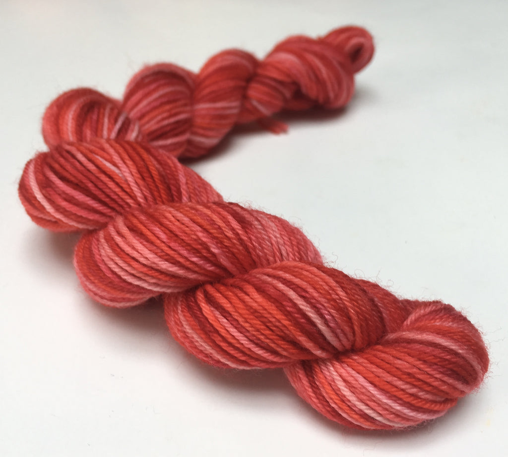 20g superwash sock yarn mini skein in tonal red for knitting and crochet