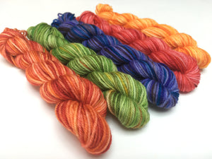 bright rainbow mini skein set for knitting and crochet