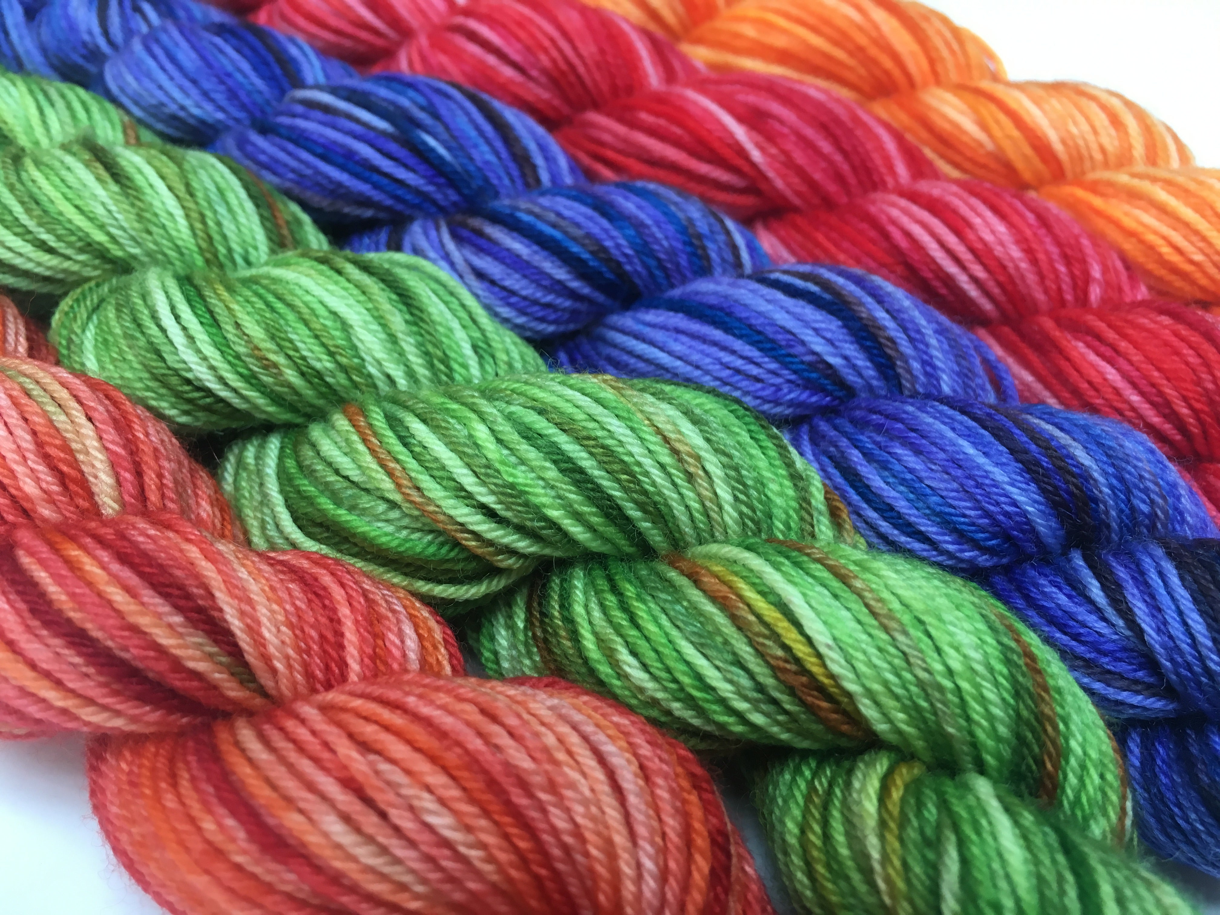 rainbow mini skein set in choufunga sock weight yarn