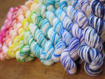 indie dyed bright rainbow mini skein sock yarn set