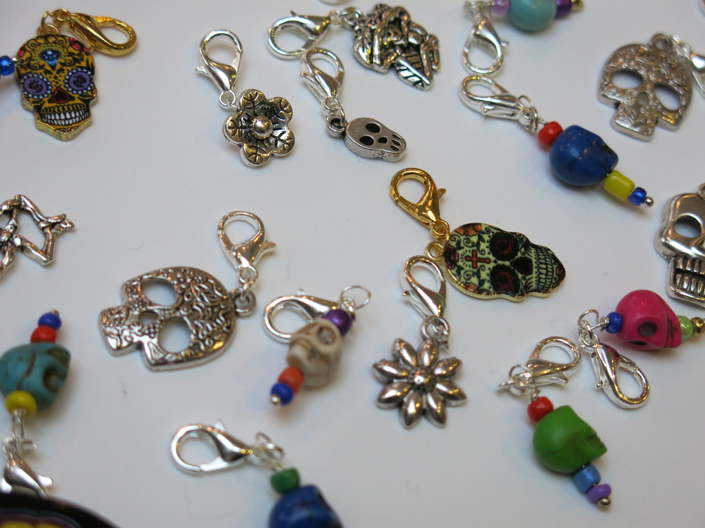 Day of the Dead progress keeper stitch markers for knitting and crochet