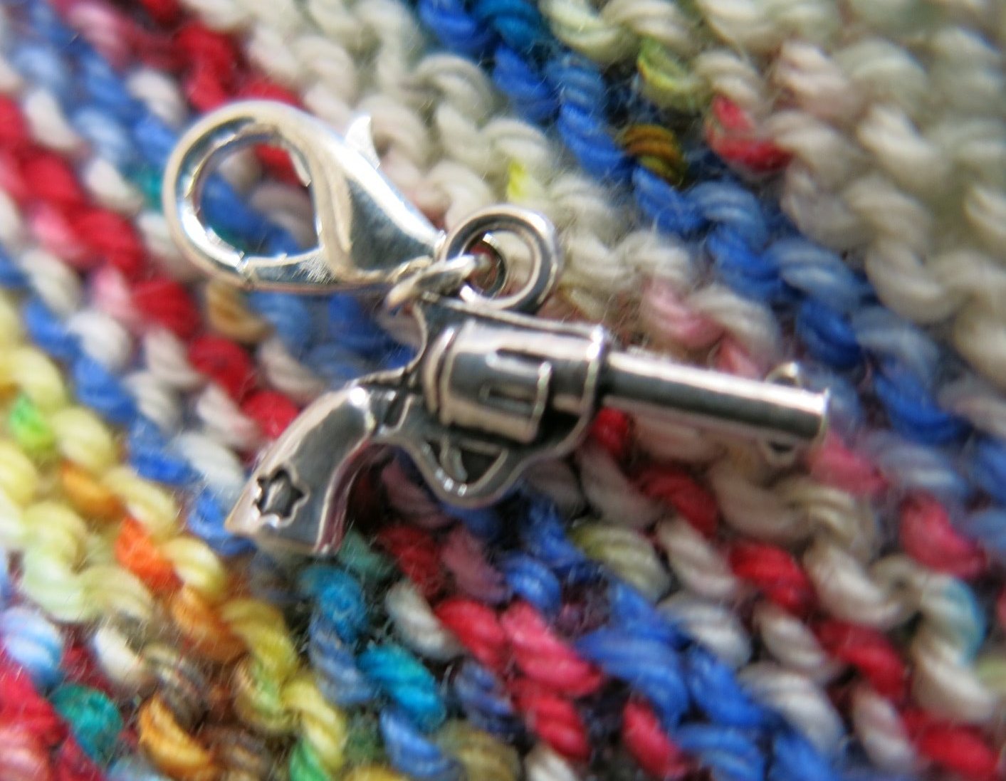 3d pistol charm for knitting or crochet projects and zipper pulls