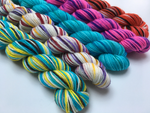 alice in wonderland inspired merino sock yarn mini skeins