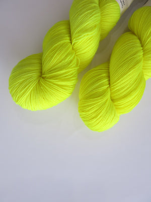 bright neon yellow superwash merino and nylon wool for crafts