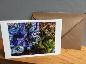 blue hand dyed yarn greeting card stationary set