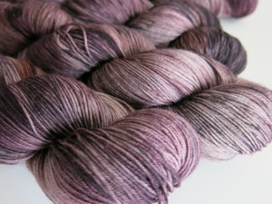 hand dyed merino and nylon yarn in dark brown