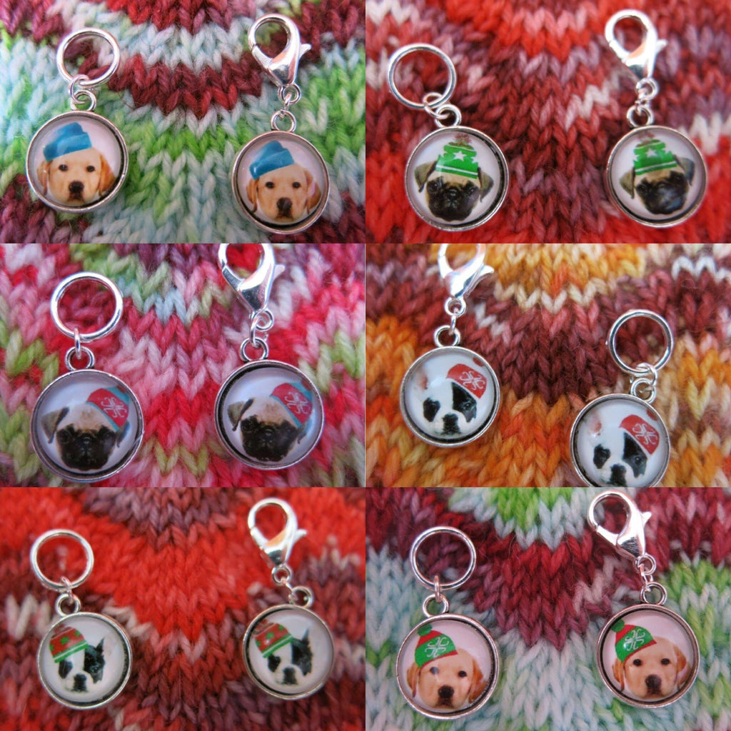dogs in hats stitch marker place keepers for knitting and crochet
