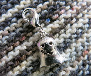 silver ghost charm for bracelets, bags and knitting projects