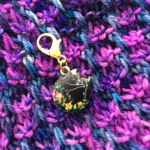 Cat Nap in the Flowers Stitch Marker Set or Clasp Place Keepers