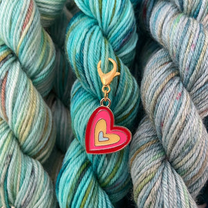 Enamel Rainbow Love Heart Stitch Marker or Place Keeper